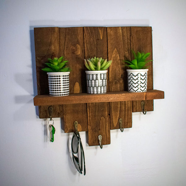 floating shelf with hooks, key holder, coat rack